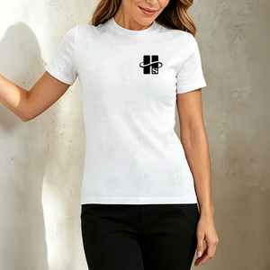 Fabricante de camisetas personalizadas con corte y costura en China, venta al por mayor de camisetas blancas de manga corta con logotipo personalizado en tela de algodón peinado al por mayor. - Product Image 2
