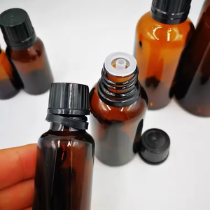 Bottiglia di olio essenziale di vetro ambrato da 5ml a 100ml con tappo a vite in plastica da 18mm per crema per la cura della pelle e crema per il viso forma piatta - Product Image 2