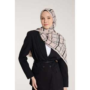 Foulard carré noir uni avec imprimé floral et décoration en strass, style ethnique, hijab en mousseline d'été - Product Image 3