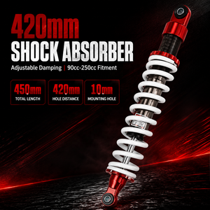 Amortisseur de moto avec distance entre les trous de 420 mm et amortissement réglable pour moto tout-terrain, VTT, UTV, karting et scooter de 90 cc à 250 cc - Product Image 1
