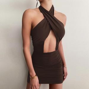 New Style Women Summer Sexy Slim Hip Young Girl <strong>Dress</strong> Halter Hollow Cropped Vest <strong>Dress</strong> <strong>Sissy</strong> Backless Mini Bodycon Casual <strong>Dress</strong> - Product Image 1
