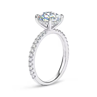 Bague de fiançailles simple et discrète en argent sterling 925 avec moissanite ronde de 2 carats (8 mm) couleur D VVS pour femme