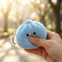 Porte-clés Squishy en peluche mignon en forme de boulette vapeur, breloque de sac douce et rembourrée, accessoire anti-stress à presser pour sac à dos et clés de voiture