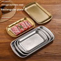 Plateau de service multifonctionnel en acier inoxydable épaissi pour barbecue, sushis, desserts et plats plats, qualité alimentaire coréenne, 50 pièces