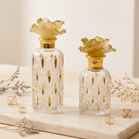 Botella de Perfume Ecológica Hecha a Mano Crystal Coast con Diseño Rayado y Grabado en Oro, Estilo Tradicional Moderno para el Hogar