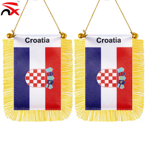 Ensemble de football personnalisé en gros Cadeau pour les fans 14*21cm Drapeau national croate à main avec poteau en plastique - Product Image 3