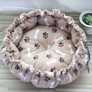 Round Pet <b>Bed</b> Drawstring Nest For Dogs Cats Small Animals Blue Cartoon Print Soft Polyester Fiber Fill Four Seasons Use - Product Image 2
