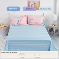 Parures de draps en coton peigné lavables 3 pièces blanc cassé King Size avec taies d'oreiller pour hôtels et entreprises hôtelières