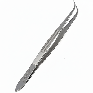 Pinzas de Iris de Alta Calidad, 4.5 Pulgadas, Puntas Dentadas Semicurvas, Acero Inoxidable Tipo Turbina, Calidad Premium - Product Image 1