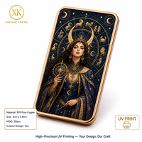 12 signes du zodiaque, tarot, constellation, barre en cuivre fin 999, artisanat métallique personnalisé double face, carte de collection, phase de lune, cadre doré