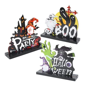 Halloween Wooden Signs Table Decorations Halloween Witch Ghost Decor For Halloween Decorations Eco-friendly