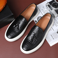 Mocassins décontractés pour hommes à pampilles, motif croco, chaussures habillées à enfiler pour le quotidien et les voyages d'affaires