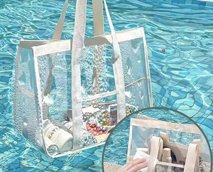Bolsa de Playa para Exteriores, Gran Capacidad, Portátil, Impermeable, de PVC, con Botón, para Artículos de Aseo y Natación - Product Image 2