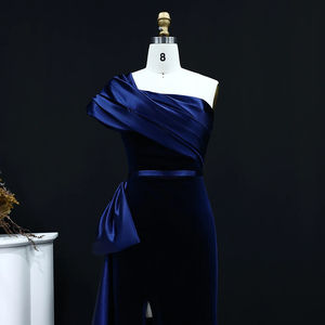 Jancember SF369 güzel kadife donanma akşam parti balo kadın elbise - Product Image 3