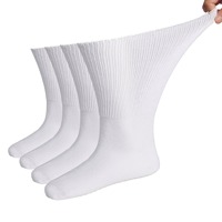 Chaussettes Diabétiques en Coton Antidérapantes Personnalisées, Chaussettes Montantes Amples à Bord Non Étranglant pour Hommes avec Grips, Idéales pour Personnes Âgées et Edèmes