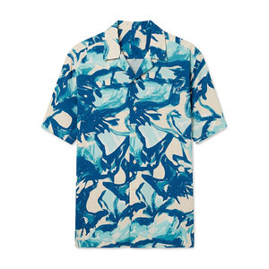 Camisas de Manga Corta para Hombre, Corte Holgado, Estampado Abstracto Sostenible, Cierre de Botones, Precios Accesibles, Estilo Casual - Product Image 1
