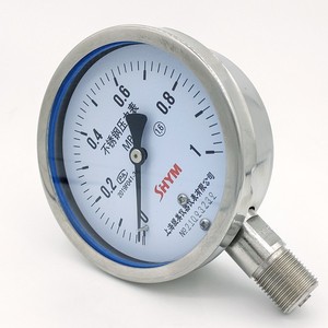 Manomètre en acier inoxydable Shanghai Yumei Y-100BF 100 mm 0-100 bars, connexion filetée pour systèmes hydrauliques eau/huile - Product Image 3