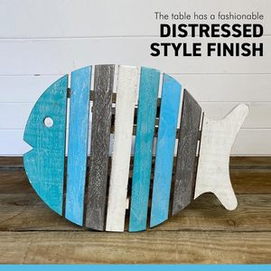 <span class=keywords><strong>Tavolo</strong></span> da Pranzo <span class=keywords><strong>Pieghevole</strong></span> a Forma di Pesce in Legno con Finitura Anticata, <span class=keywords><strong>Tavolo</strong></span> da Esterno Leggero in Legno Massello - Product Image 6