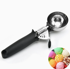 Cuillère à <span class=keywords><strong>glace</strong></span> en acier inoxydable avec déclencheur, cuillère à boules de fruits, gadget de cuisine domestique - Product Image 4