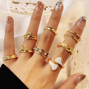 Bague Ins Hip-Hop Européenne et Américaine <span class=keywords><strong>Plaqué</strong></span> <span class=keywords><strong>Or</strong></span> <span class=keywords><strong>18K</strong></span> pour Femme, Bague Empilable Quotidienne Tendance, Bijou Cadeau Élégant - Product Image 1