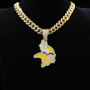 <span class=keywords><strong>Collana</strong></span> Unisex Trendy Hip-hop con Ciondolo Personalizzato a Forma di Pallone da Football NFL con Diamanti e Catena Cubana in Lega - Product Image 6