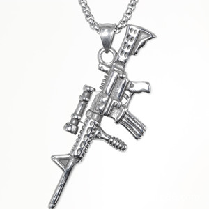 Collier pour homme en acier inoxydable yunnique, pendentif fusil, style tactique, moto, punk, bijoux tendance - Product Image 1
