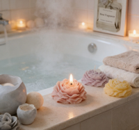 Bougie parfumée en forme de rose, plusieurs types de fleurs, durée de combustion de plus de 10 heures, cire de soja, décoration d'intérieur, cadeau de mariage, parfum aromatique