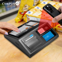 Mini Caja Registradora Windows, Sistema POS de Escritorio, Pantalla Táctil, Aleación de Aluminio, Impresora de 80 mm, Escáner, Terminal POS Todo en Uno para Supermercado y Cajero Automático