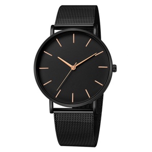 Minimalist Men <b>Watch</b> <b>Black</b> Mesh Strap Quartz Wristwatch Fashion Simple Business <b>Watch</b> for Men - Product Image 3