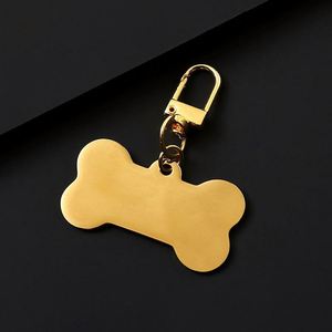 Pendentifs personnalisables en acier inoxydable pour clés, gravés au laser, imprimés UV, en forme d'os pour identification d'animaux de compagnie - Product Image 3