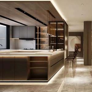 Ensemble complet d'armoires de cuisine modernes en bois massif personnalisées de haute qualité pour une conception de cuisine luxueuse - Product Image 1