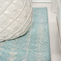 Tapis d'intérieur de style marocain 8x10 pieds, motif floral turquoise et crème, style bohème scandinave pour salon