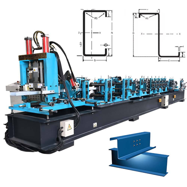 PLC Control Metal Steel C Channel Roll Forming Machine C Z Shape Profile Section Making Machine