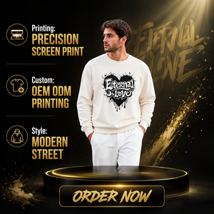 Sweat-shirt à col rond en coton pour homme, manches longues, imprimé graphique, tricot doux, pull-over - Product Image 6