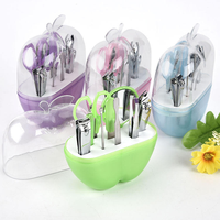 Kit de manucure professionnel en gros avec étui, ciseaux à ongles Apple, outils de voyage, coupe-ongles 8 pièces en acier inoxydable