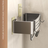 Support de rangement mural en métal à deux niveaux pour salles de bains Étagère de lavage des mains sans poinçon pour gel douche Toilette Rangement de salle de bains