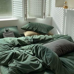 Yongho hiện đại phong cách 4PCS Bộ đồ giường ấm cúng thoáng khí phẳng được trang bị tấm chống trơn trượt Duvet cover gối sợi Vamp - Product Image 5