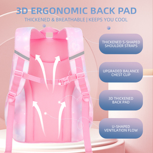Zaino Scolastico Impermeabile Personalizzato <span class=keywords><strong>per</strong></span> Ragazze con Supporto Ergonomico <span class=keywords><strong>per</strong></span> la Schiena e Multi Scomparti <span class=keywords><strong>per</strong></span> Classi 1-6 - Product Image 5
