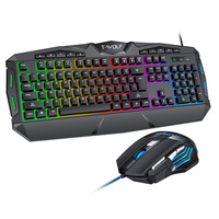 Keyboard dan Mouse Gaming e-sport, Mouse Gaming ringan dengan lampu latar, Mouse USB 104 tombol, Keyboard berkabel USB untuk PC gamer