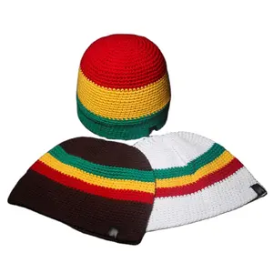 Yüksek kalite Mix renk çocuklar tığ bere özel jakarlı akrilik Unisex sıcak kış şapka
