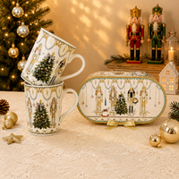 Tasse, Assiette, Théière et Cuillère en Céramique Motif Casse-Noisette de Noël – Idéal pour le Café, le Lait, le Thé – Parfait pour les Cadeaux de Fêtes et les Fêtes Thématiques – Vaisselle Festive