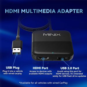 MINIX Car <span class=keywords><strong>TV</strong></span> Mate Adaptor Multimedia HD CarPlay Berkabel dengan Wi-Fi 2.4GHz 802.11n USB Tipe A/C Model CA361 untuk Laptop Gaming - Product Image 5