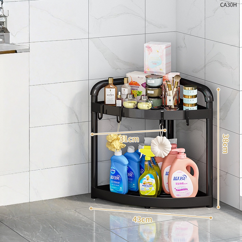 Étagère d'angle à deux niveaux - Noir