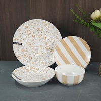 Service de table en porcelaine 24 pièces, style nordique, avec motif floral, impression par tampographie, vente en gros directe usine