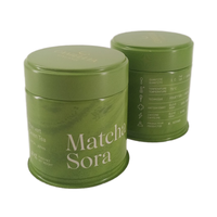 Boîtes de Matcha en fer blanc 30-40G en gros avec couvercle à vis hermétique autocollants d'étiquette personnalisée pour l'emballage en métal alimentaire de poudre de café Latte