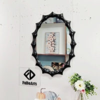 Miroirs de salle de bain ovales irréguliers en bois 50x70cm, miroirs muraux décoratifs cosmétiques haut de gamme, vente en gros, dropshipping DDP