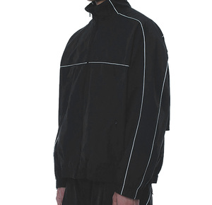 Healy Unisex Black Lightweight Polyester <b>Track</b> <b>Jacket</b> Full Sleeve Stand Collar Zipper Front Logo Sporty Design Spring Adult Size - Product Image 3