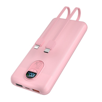Batterie externe 10000mAh ultra-mince 18,5mm avec 2 câbles intégrés, charge rapide PD20W SCP22.5W, idéale pour les voyages, vente en gros