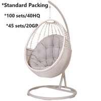ardin en métal rotin blanc extérieur Patio balcon en forme d'oeuf panier de nid adulte en osier suspendu balançoire avec support
