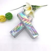 Boîtes personnalisées pour gloss à lèvres, emballage cosmétique fin, impression holographique mate, design naturel pur, boîte tube 5 ml, vente en gros